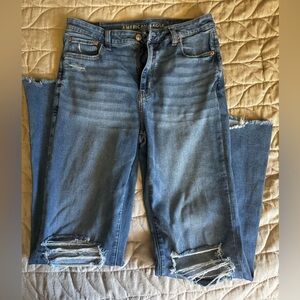 American Eagle Outfitters Light Blue High-Rise Distressed Skinny Jeans